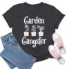 TIEEI Camisetas de jardim para mulheres amante de plantas, jardineiro, camiseta Garden Gangster, Cinza, GG