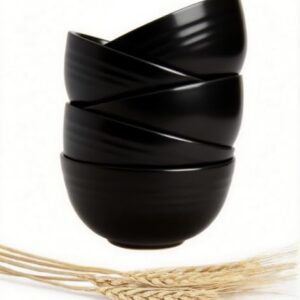 Tigela de cereal inquebrável de 680 g - conjuntos de tigelas de palha de trigo - Conjunto de 5 utensílios de jantar resistentes a quedas sem BPA - pode ir ao micro-ondas e lava-louças, tigela de sopa