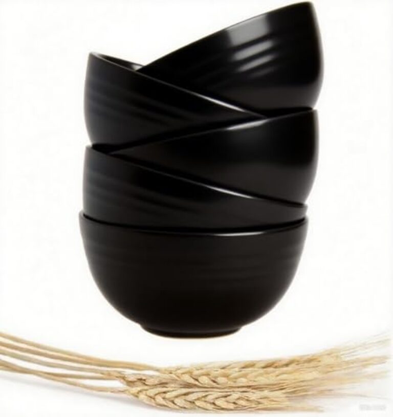 Tigela de cereal inquebrável de 680 g - conjuntos de tigelas de palha de trigo - Conjunto de 5 utensílios de jantar resistentes a quedas sem BPA - pode ir ao micro-ondas e lava-louças, tigela de sopa