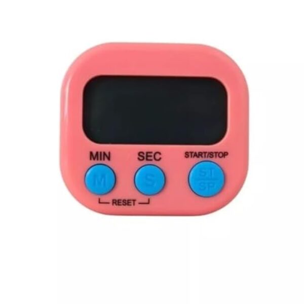 Timer Digital LCD Despertador Cronômetro Temporizador com Imã (Rosa)