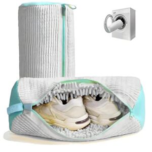 TIMVIEA Pacote com 2 sacos de sapatos para máquina de lavar, 39 x 19 x 19 cm, bolsa resistente para sapatos de lavanderia com bordas reforçadas, limpeza profunda de 360°, antirasgos para tênis, tênis