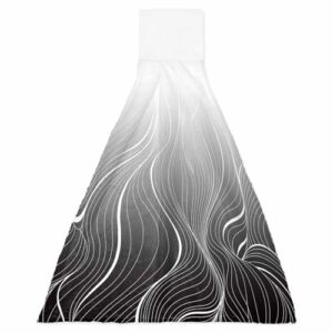 Toalhas de mão de cozinha com laços preto ondulado branco linha abstrata absorvente pano de prato pano de lavagem macio para banheiro lavanderia, conjunto de 1, arte geométrica gradiente