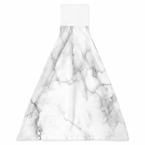 Toalhas de mão de cozinha com laços simples branco preto mármore textura absorvente toalha pendurada panos de prato pano de lavagem macio para banheiro lavanderia, conjunto de 1, arte abstrata moderna