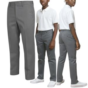 ToBeInStyle Calça longa clássica de uniforme escolar juvenil para meninos, Calça uniforme - cinza, 14 Anos