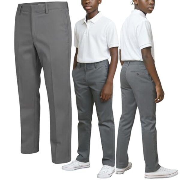 ToBeInStyle Calça longa clássica de uniforme escolar juvenil para meninos, Calça uniforme - cinza, 14 Anos