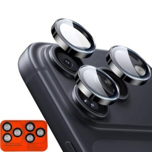 TOCOL Protetor de lente de câmera para iPhone 16 Pro Max/iPhone 16 Pro de vidro temperado HD individual resistente a arranhões capa de câmera acessórios compatíveis com 2 pacotes (preto)