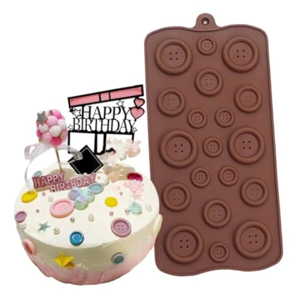 TOPBSFARNY Botões DIY Molde de silicone, doces, molde de fondant de botão, molde de chocolate, doces artesanais pudim de chocolate decoração de topo de bolo de cupcake, ferramenta de decoração de