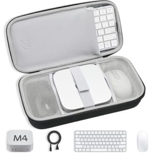 TOPMELON Capa de viagem para Apple Mac mini M4/M4 Pro, com mouse mágico, teclado mágico e compartimentos de linha de energia - Capa portátil para Mac mini M4 para viagens de negócios, escritório móvel