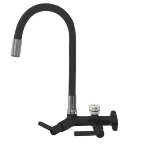 Torneira Gourmet Bica Móvel Preta Parede Com Saída P/ Filtros Máquinas Lava Louças ou roupas 3/4