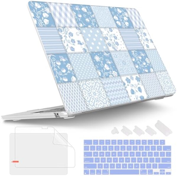 Tuiklol Capa M4 MacBook Air de 13,6 polegadas, versão 2025-2022, chip M2, modelo A3240, A3113, A2681, capa rígida de plástico para MacBook Air 13.6, tela retina líquida com Touch ID, patchwork floral