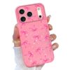 TURYXIA Capa compatível com iPhone 17 Pro Max rosa, capa de telefone com glitter para mulheres meninas e meninas, capa de telefone macia fina com laço fofo brilhante para iPhone 17 Pro Max, laço rosa
