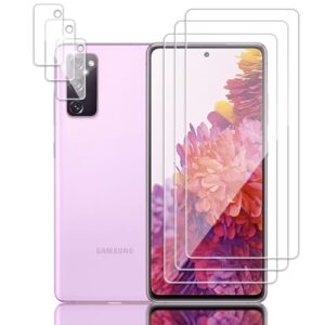 Tzstz 3 + 3 peças de protetor de tela de vidro temperado para Samsung Galaxy S20 FE 5G, dureza 9H, antiarranhões, protetor de tela para Samsung Galaxy S20 FE