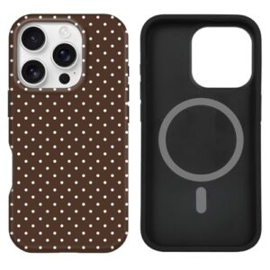 uCOLOR Capa compatível com iPhone 16 Pro - compatível com MagSafe resistente a arranhões à prova de choque para mulheres e homens de 6,3 polegadas (bolinhas marrons, iPhone 16 Pro 6,3 polegadas)