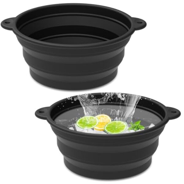 UKQRRTC 2 peças de tigela facial para gelo, tigela de banho facial de silicone dobrável com bandeja de gelo integrada para terapia de água fria, secagem rápida com gancho para pendurar em casa