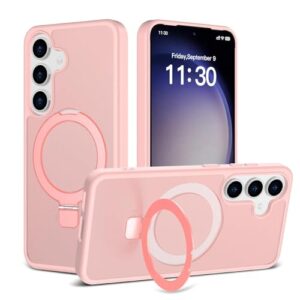 ULXITEYU Capa magnética para Samsung Galaxy S24, 6,2 polegadas, compatível com MagSafe, suporte robusto, proteção de nível militar não amarelada, rosa fosco