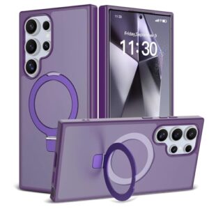 ULXITEYU Capa magnética para Samsung Galaxy S24 Ultra, 6,8 polegadas, compatível com MagSafe, suporte robusto, proteção de nível militar não amarelada, roxo fosco