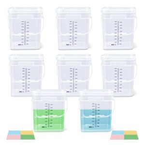 UMETASS Pacote com 8 Baldes de plástico de 3,5 litros com alça e tampa, recipientes de armazenamento de alimentos, balde multiuso para pintura multiuso, arte aquática, projetos de artesanato