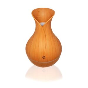 Umidificador de Ar Ultrassônico Vaso, Design Moderno em ABS, 200ml, 7 Cores LED, USB, Controle Touch, 16x10x10cm, para Casa e Escritório