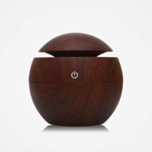 Umidificador Difusor LED 200ml – Aromaterapia e Cromoterapia| Design Moderno para Quartos, Escritórios e Carros | Compacto e Portátil (Mogno)