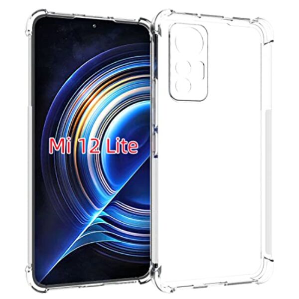 USTIYA Capa para Xiaomi 12 Lite Uso Resistente, Bumper Absorção Choques em TPU Transparente Protector Câmera Espessamento nas Quatro Pontas da Carcasa