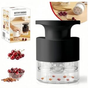 uvbws Removedor de caroço de cereja preto de 7 furos, protetor antirespingos, ferramenta tipo cerejeira, usada para fazer geleia