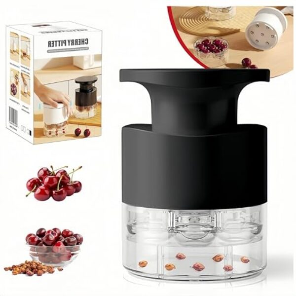 uvbws Removedor de caroço de cereja preto de 7 furos, protetor antirespingos, ferramenta tipo cerejeira, usada para fazer geleia