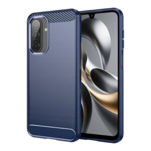 Vavies Capa para Galaxy A17 5G/Galaxy F17 Capa de fibra de carbono Slim Soft TPU Capa protetora à prova de choque à prova de choque para Samsung Galaxy A17 5G azul marinho
