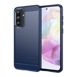 Vavies Capa para Galaxy A56 5G, capa de fibra de carbono para Samsung A 56, capa fina de TPU macio com absorção de choque, proteção à prova de choque, capa para celular para Samsung Galaxy A56 5G azul
