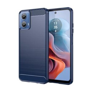 Vavies Capa para Moto G34 5G / Moto G45 5G XT2363-2 Capa de fibra de carbono Slim Soft TPU Capa protetora de absorção de choque à prova de choque para Motorola Moto G34 azul marinho