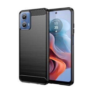 Vavies Capa para Moto G34 5G / Moto G45 5G XT2363-2 Capa de fibra de carbono Slim Soft TPU Capa protetora de absorção de choque à prova de choque para Motorola Moto G34 preta