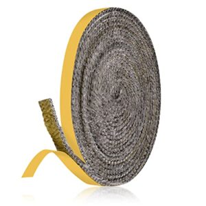 Vedação de fita de lareira, vedação autoadesiva de corda de fibra de vidro de 33/40.6 cm x 1/20.3 cm x 200.7 cm Fita de vedação plana para fogões de lareira, resistente ao calor 550 graus Celsius