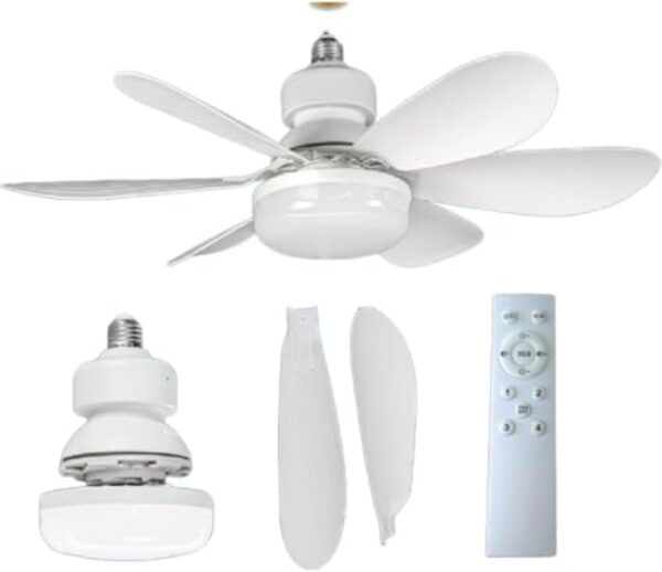 Ventilador de Teto com Lâmpada. Encaixe E27 Led. Potência 60W. Silencioso e Inteligente com Controle Remoto. Verão sem Calor. Modelo Instala Fácil Natureasy. (60 Watts Gelo)