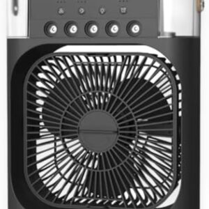 Ventilador Portátil de Mesa Mini Ar Condicionado Umidificador Climatizador Led Água e Gelo 3 Velocidades Led (PRETO)