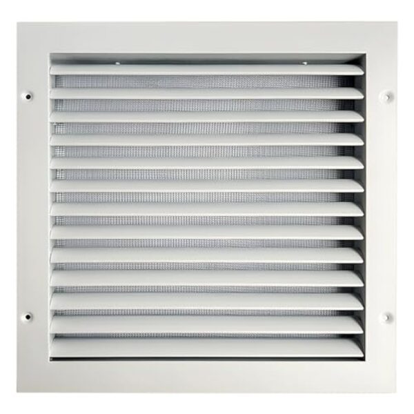 Ventilação de ar de alumínio branco com malha, grade de retorno HVAC para dutos de teto e parede, registro de ventilação com persiana com tela de insetos resistente ao clima