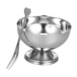VICASKY Tigela de sorvete de aço inoxidável pequena copo de sobremesa reutilizável suporte de lanche tigela de doces para salada de frutas para festa de escritório em casa com design resistente a