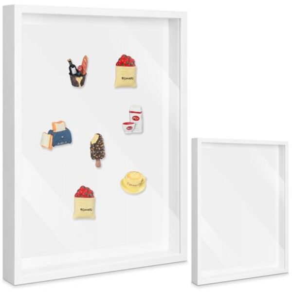 Vicenpal Placa de exibição magnética grande 40,6 cm x 30,5 cm Lembrança ímã de geladeira moldura magnética removível para parede à prova de poeira caixa de sombra para mesa de parede geladeira (1 peça