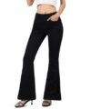 VIPONES Calça jeans feminina flare boca de sino cintura alta perna larga bootcut calça jeans elástica, 105-preto, 54