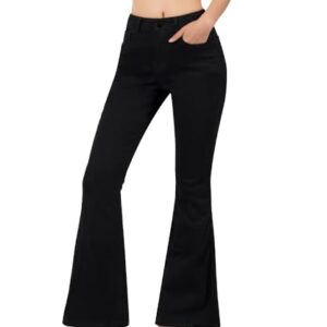 VIPONES Calça jeans feminina flare boca de sino cintura alta perna larga bootcut calça jeans elástica, 105-preto, 54