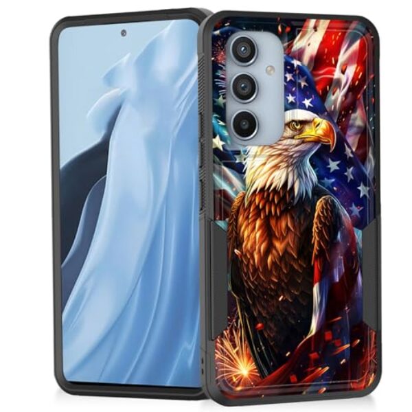 Vobber Capa para Galaxy S25 FE, capa protetora resistente à prova de choque resistente à prova de choque para Samsung Galaxy S25 FE 6,7 polegadas 2025, águia com bandeira americana