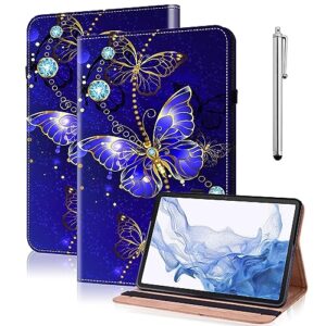 VODEFOX Capa para Samsung Galaxy Tab S10 FE/ S9 FE 10,9 polegadas/Galaxy Tab S9 11 polegadas, capa protetora de couro PU com compartimentos para cartão para Galaxy Tab S10 FE 2025 (borboleta diamante