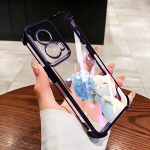 VRQR Para Motorola Moto G56 G86 Edge 50 60 Fusion 5G 60S 60 G Stylus 2025 5G Capa Fofa De Gato Sorridente Transparente D