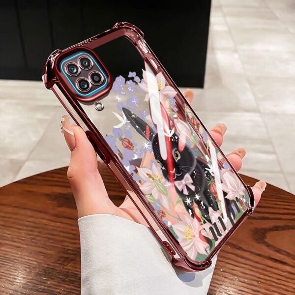 VRQR Para Samsung Galaxy A12 M12 F12 4G 5G A12 Nacho A12S Embalagem Adorável Coelho Preto Claro À Prova De Choque Caso D