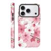 Vulfwela Capa de telefone para iPhone 17 Pro Max de 6,9 polegadas, lindas flores elegantes, estampa de flores de pêssego, rosa, design estético, capa de telefone TPU macio e capa de proteção traseira