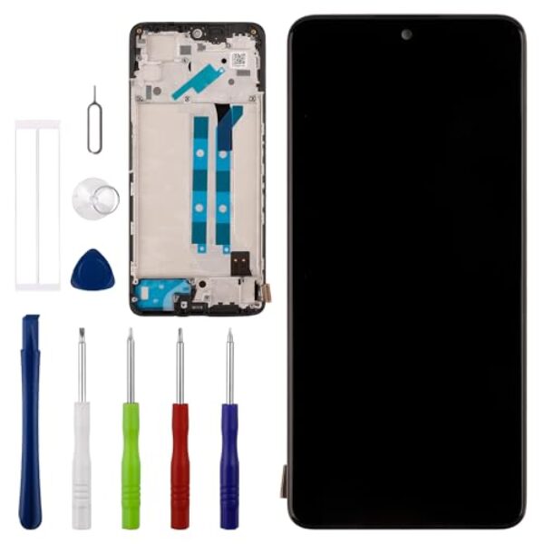 Vvsialeek Novo conjunto de digitalizador de tela LCD sensível ao toque compatível com Xiaomi Redmi Note 12 Pro 4G 2209116AG, 2209116AG [6,7 polegadas] com ferramentas de reparo - com bisel