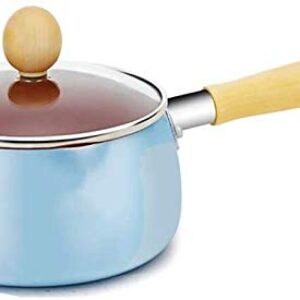 wang hao shop Panelas, aquecedor de manteiga, aquecedor de leite, aquecedor de leite, esmaltado, cabo único, leite, café, panela de cozinha para fogão de indução, fogão a gás/azul/8 x 16 cm