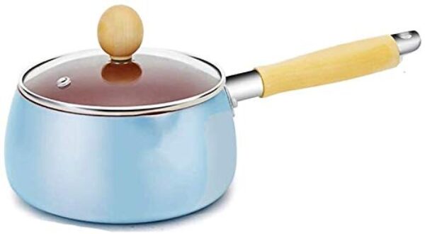 wang hao shop Panelas, aquecedor de manteiga, aquecedor de leite, aquecedor de leite, esmaltado, cabo único, leite, café, panela de cozinha para fogão de indução, fogão a gás/azul/8 x 16 cm