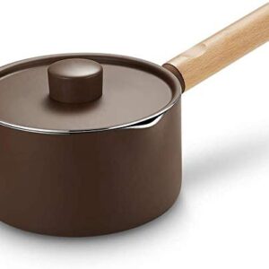 wang hao shop Panelas, aquecedor de manteiga, aquecedor de leite, pote de leite esmaltado, panela antiaderente, aquecedor de manteiga com utensílio de cozinha, marrom/16 x 13 x 9 cm