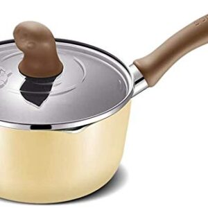 wang hao shop Panelas, aquecedor de manteiga, pote de leite, aquecedor de leite, suplemento antiaderente, multifuncional, decocção, pote Maifan, ideal para cozinha/amarelo/8,5 x 16 cm