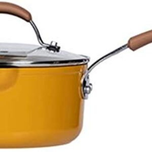 wang hao shop Panelas, panela de leite, aquecedor de manteiga, panela de molho, panela antiaderente, liga de alumínio, anti-escaldiheatipot com bicos de despejo/amarelo/18 x 8,5 cm