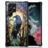 WANKBLC Capa compatível com Samsung Galaxy S23 Ultra, proteção à prova de choque para homens e mulheres antiderrapante para Samsung Galaxy S23 Ultra Crazy Pattern vitral arte azul corvo